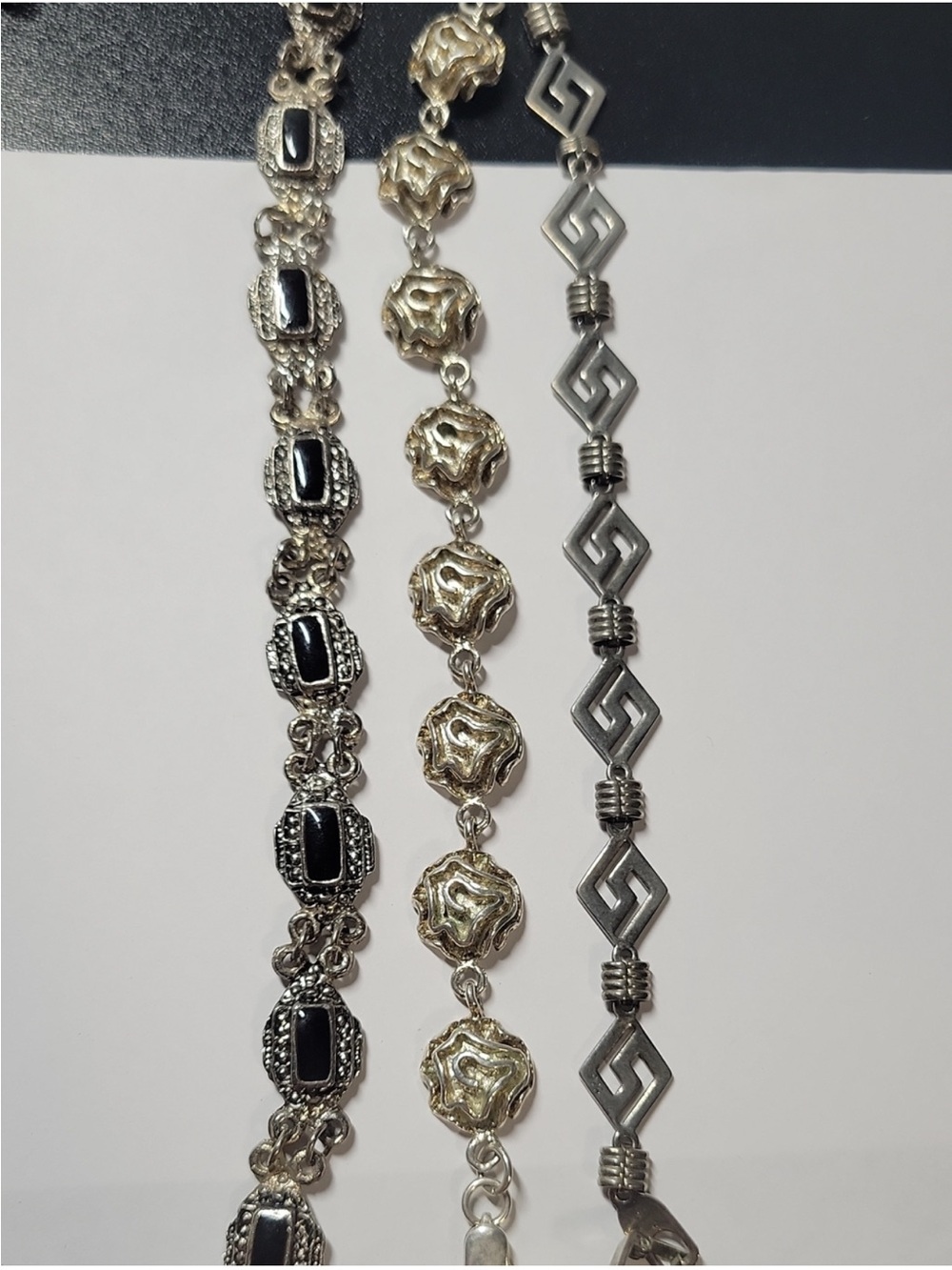 Silver Tone Black & Gold Accent Women's Bracelet Set - Stylish Layered Look